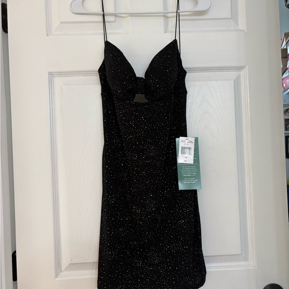 Black Glitter Spaghetti Strap Dress